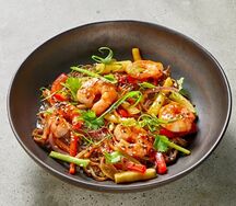 Лапша гречневая с креветками