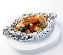 Запечённая сёмга с овощами в соусе терияки