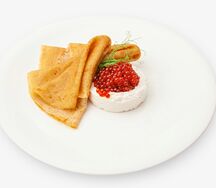 Блины с икрой и крем-сыром