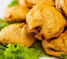 Баклажаны в кляре, фаршированные мясом
