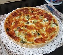 Киш с ветчиной и грибами