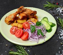 Окорочок с картошкой жареной