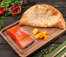 Чебурек с красной рыбой и сыром