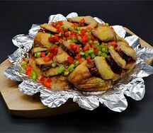 №461 Баклажаны с фаршем на чугуне 