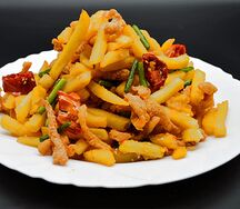 №449 Фри и куриное филе в кляре со стрелками чеснока