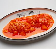 Палтус с ананасами