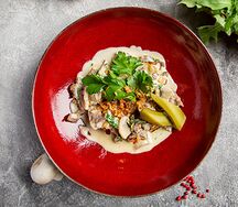 Бефстроганов с картофельным кремом