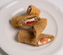 Блины жареные в кляре с форелью