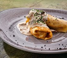 Блины с грибами и зеленью