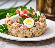 Оливье с докторской колбасой