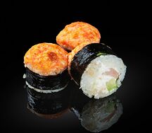 Запечённый с коктейльной креветкой