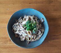 Паста с говядиной и грибами