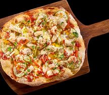 Пицца с морепродуктами и маринованным цукини
