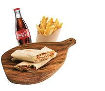 Шаурма с курицей, картофель фри и Coca Cola