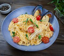 Феттуччине с морепродуктами