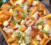 Френч-фри с говядиной и овощами