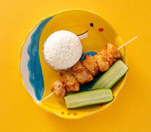 Куриный шашлычок с отварным рисом