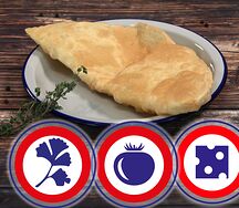 Чебурек с сыром, помидором и зеленью