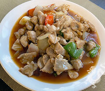 Свинина жареная с овощами