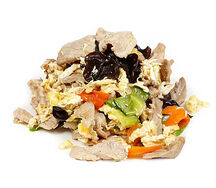 Свинина с яйцом и грибами