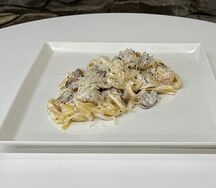 Паста с цыпленком и грибами 