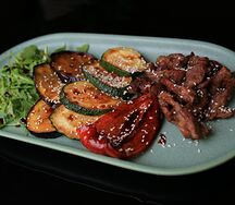 Свинина с овощами под соусом щега яки