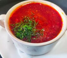 Борщ с фасолью и свининой