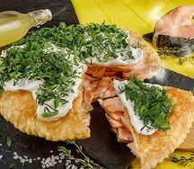 Чебурек-пирог с красной рыбой