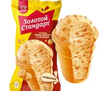Золотой Стандарт мороженое в вафельном стаканчике пломбир, крем-брюле и печенье
