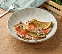 Блины из кабачка с копченой форелью