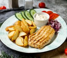 Комплексный обед с куриным стейком