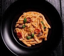 Паста с куриными сердечками