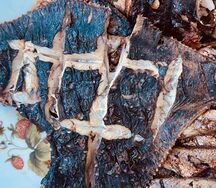 Шашлык из черноморской камбалы на мангале