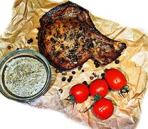 Антрекот на гриле с томатами конкассе