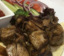 Шашлык из индейки с соусом сацебели